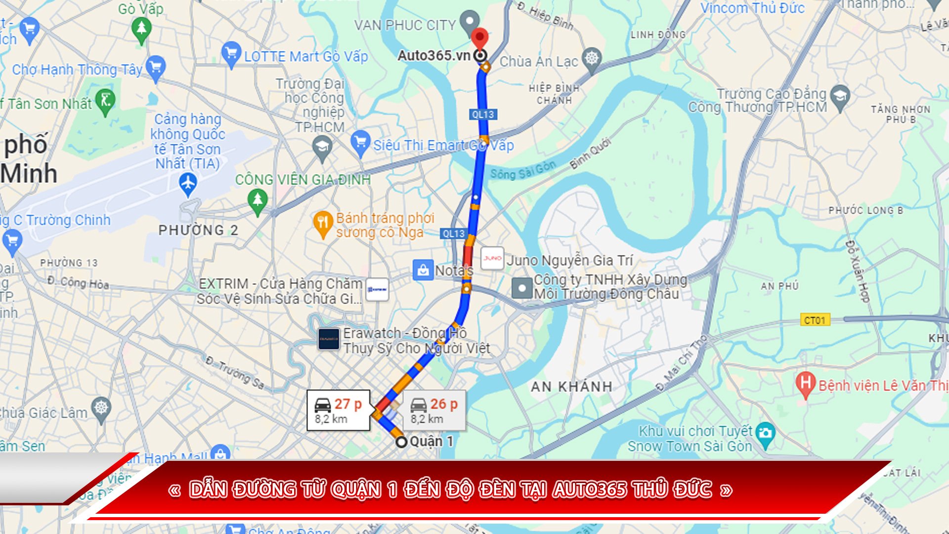 DẪN ĐƯỜNG TỪ QUẬN 1 ĐẾN ĐỘ ĐÈN TẠI AUTO365 THỦ ĐỨC